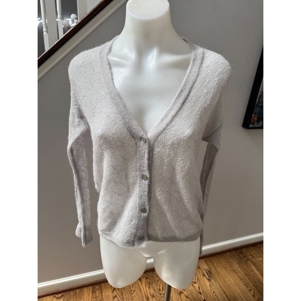 SWTR Grey Alpaca Blend Textured Knit Lightweight Cardigan Sweater Size XS